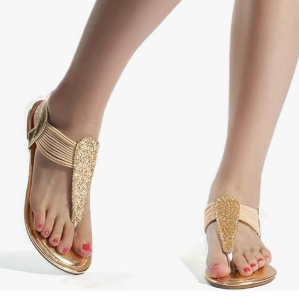 🩵Dream Pairs Women's Elastic Strappy String Thong Ankle Strap Gladiator Sandals